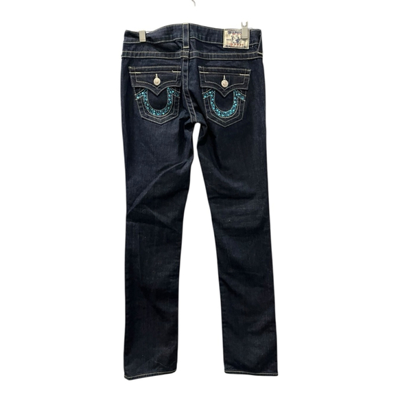 True Religion NWT Vintage Y2K Blue Bling Pocket Jeans Size 27 W32572L22 Women's - Picture 6 of 7